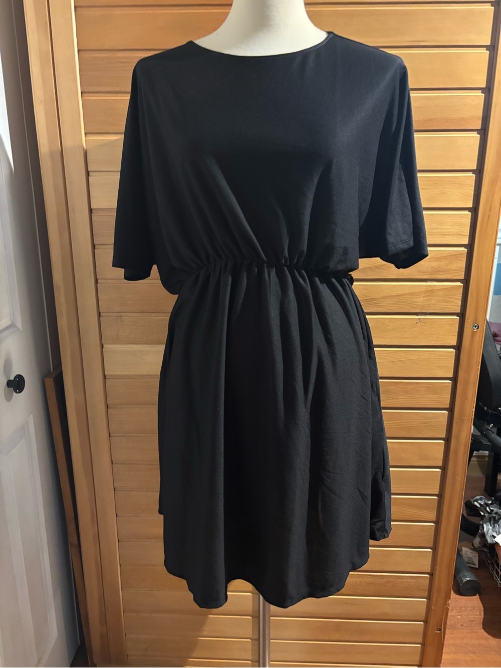 NWT Joe Fresh Black Elastic-Waist Midi Dress